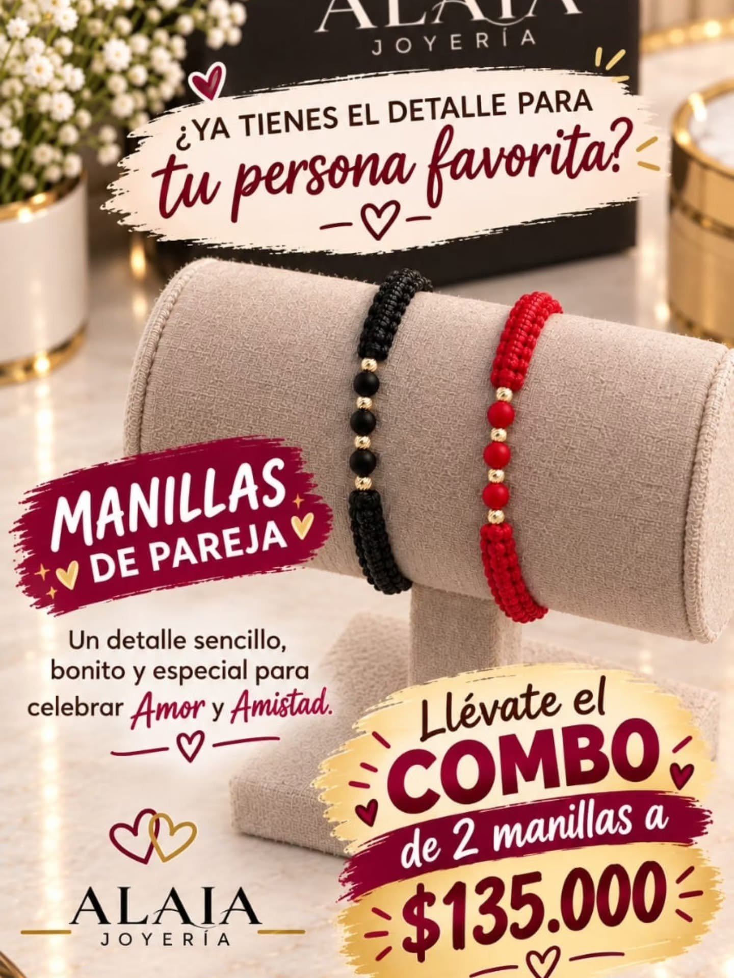 Combo de manillas de pareja ALAIA para Amor y Amistad